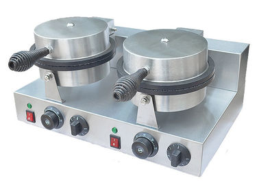 Stainless Steel Waffle Cone Baker Machine 2-Plate Non-Stick, Snack Bar Equipment