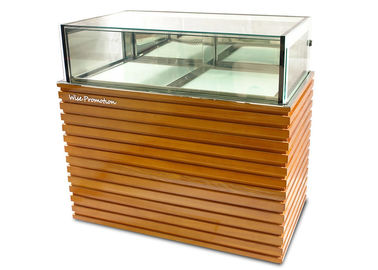 Wood / Stainless Steel Base Glass Cake Refrigerator Showcase / Pastry Display Cabinet