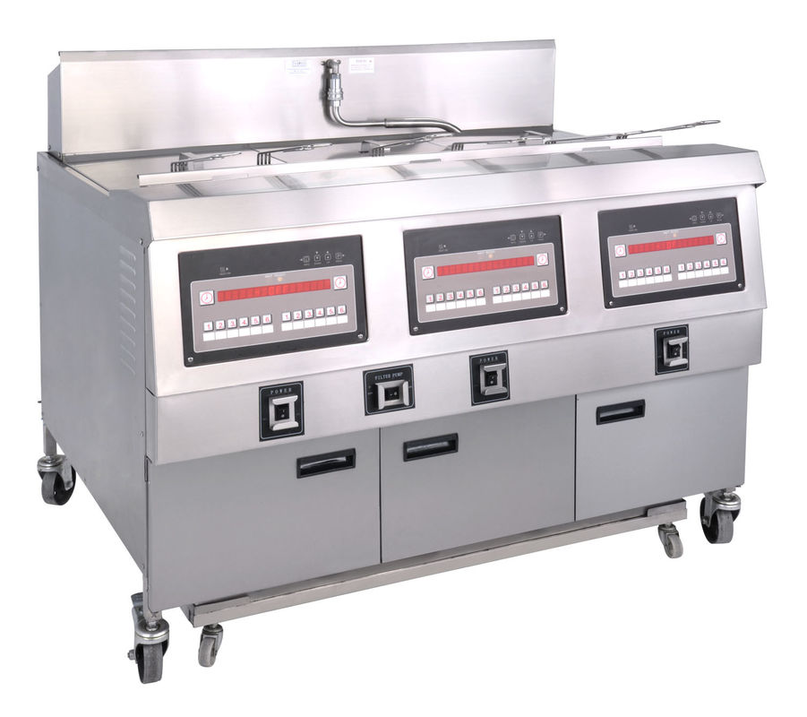 25x3L Electric 3-Tank Fryer / Four -Basket Commercial Electric Fryer With Cabinet