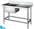 مغاسل المطبخ الفولاذ المقاوم للصدأ بالوعة واحدة مع طاولة جانبية 1200 * 600 * 800 + 150mm