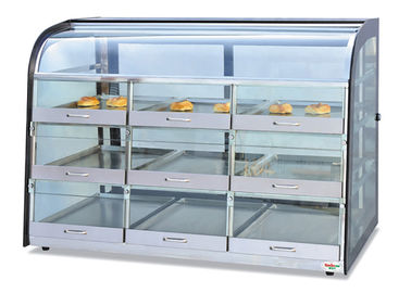 الجدول الأعلى زجاج الغذاء دفئا معرضا درج نوع 3-طبقة 9-Pans الخبز عرض مجلس الوزراء